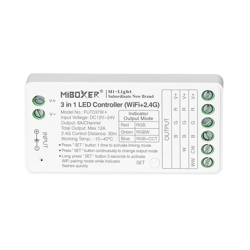 MiBoxer/Mi-Light Miboxer LED Controller - 3-in-1 - WiFi + 2.4GHz - RGB/RGBW/RGB+CCT - FUT037W+