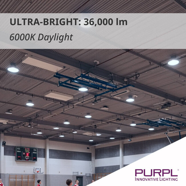 PURPL LED High Bay - 240W - 36.000 lm - 150 lm/W - 6000K Koud Wit - 110° - IP65 - IK10 - Dimbaar - G7 - Flikkervrij