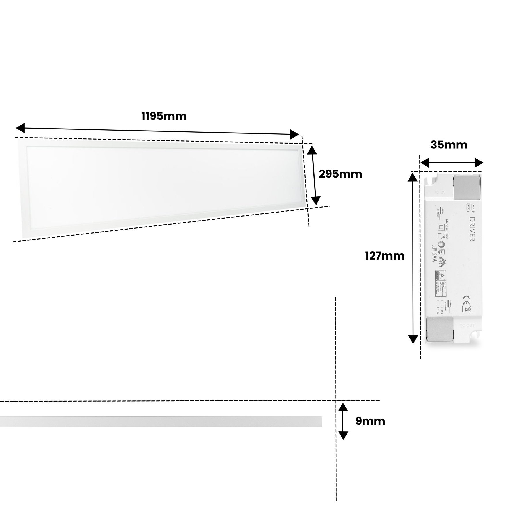 PURPL LED Paneel - 30x120 - 3000K Warm Wit - 33W - 3300 lm - 100 lm/W - UGR<22 - Flikkervrij - Edge-lit, foto 5 van 6