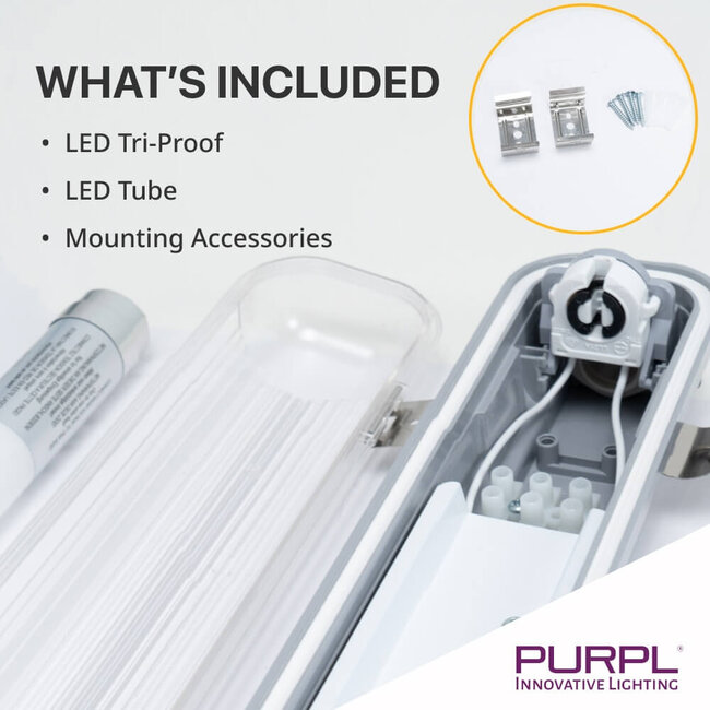 PURPL LED TL Tri-Proof - 130 cm - 15W - 1575 lm - 4000K Helder wit (840) - IP65 Waterdicht - IK06 - Flikkervrij