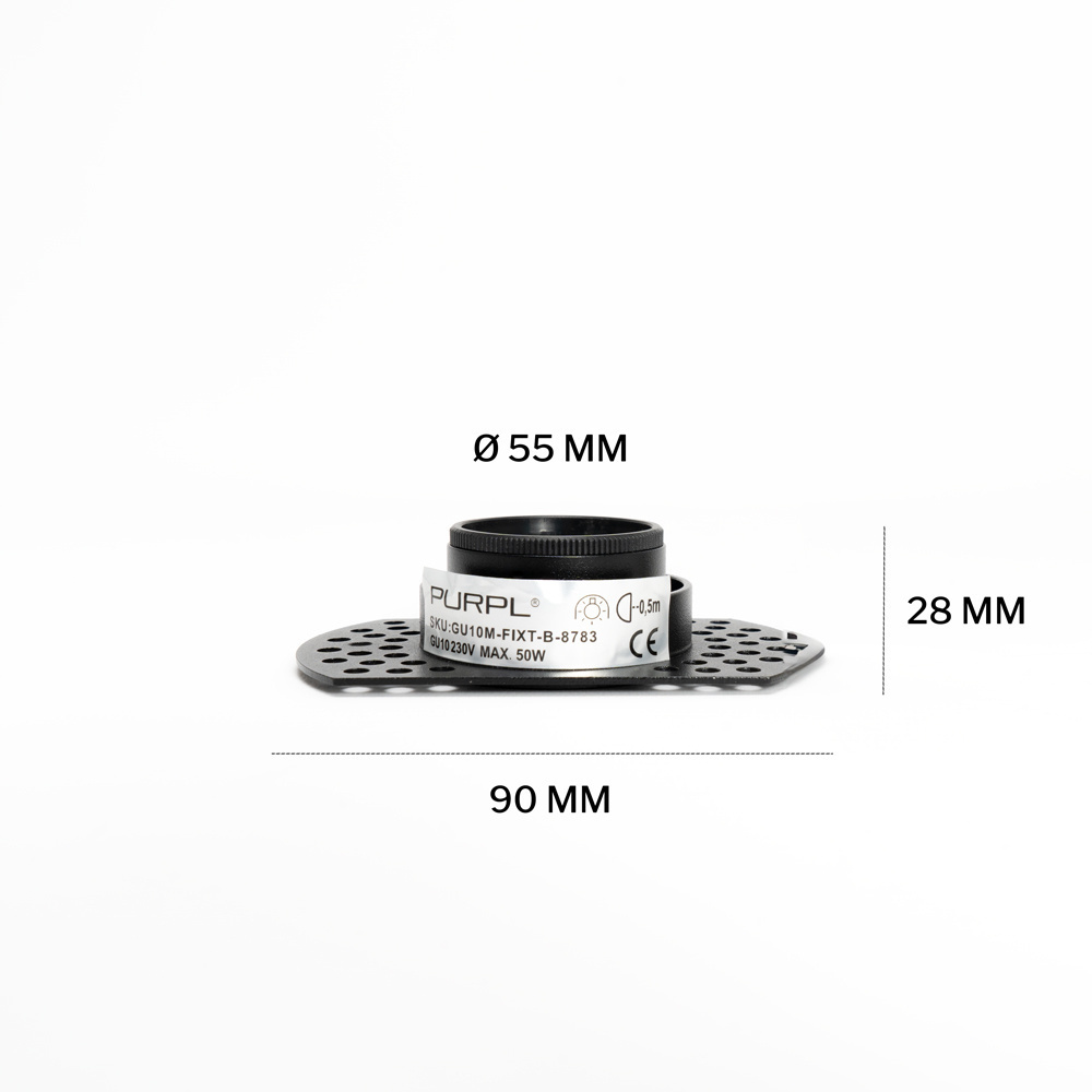 PURPL Inbouw Armatuur - GU10 - MR11 - Trimless - Ø90mm x 28mm - IP20 - Incl. GU10 fitting - Zwart Aluminium, foto 6 van 6