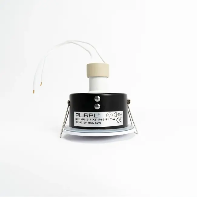 PURPL GU10 Ronde Inbouwspot armatuur -  Ø85mm x 45mm - IP65 - Kantelbaar - Incl. fitting - Wit Aluminium