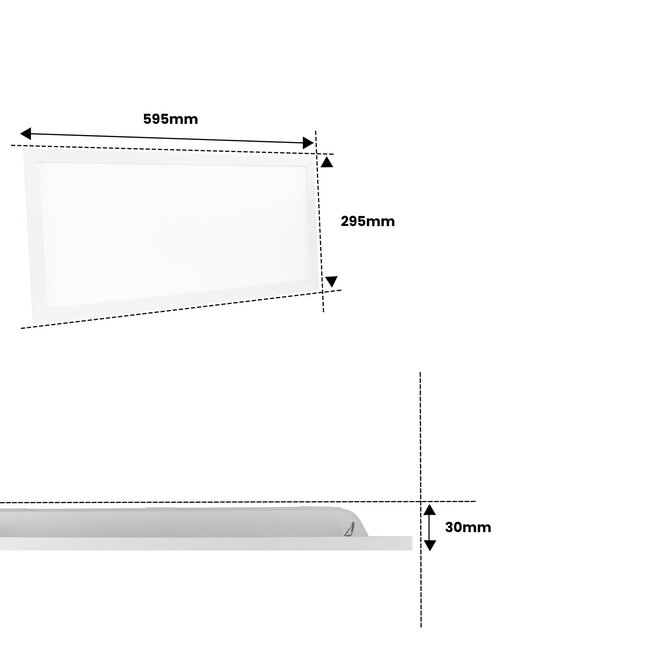PURPL LED Paneel - 30x60 - 3000K Warm Wit - 25W - 2500 LM - 100 lm/W - UGR<22 - Flikkervrij - Back-lit