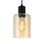 PURPL Cilinder Design Hanglamp - 6-Lichts - Amber Glazen - E27 fittings - Rechthoekige Plafondplaat