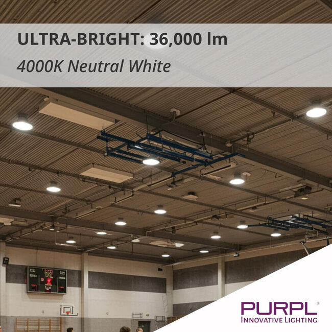 PURPL LED High Bay - 240W - 36.000 lm - 150 lm/W - 4000K Helder Wit - 110° - IP65 - IK10 - Dimbaar - G7 - Flikkervrij