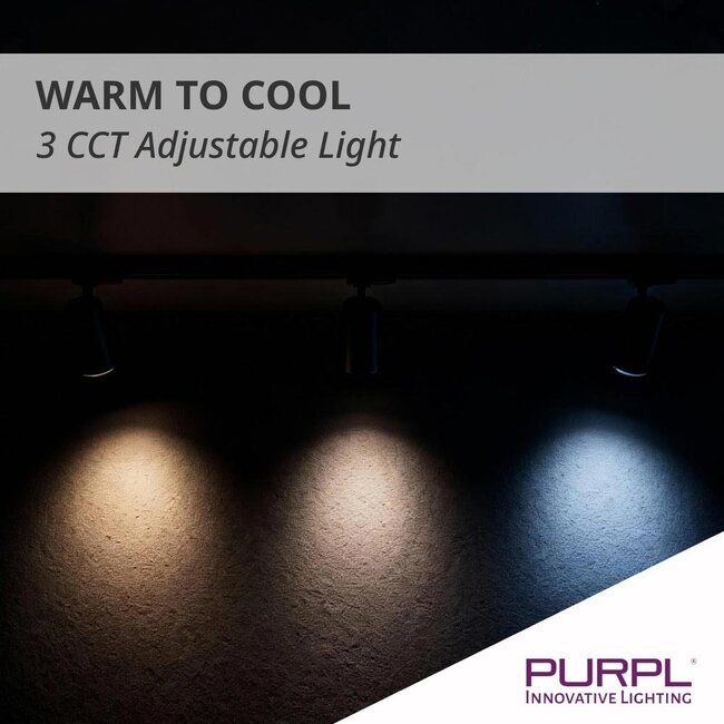 PURPL COB LED Railspot - 10W/15/20W - 3CCT (3000K/4000K/5000K) - ø65x147mm - 3-fase - Zwart
