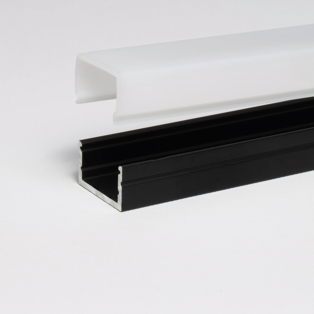 PURPL LED Strip Profiel Opbouw - 1,5 m - 20x20 mm - Zwart aluminium - Opaal afdekkap - IP20 - Incl. montagemateriaal, foto 5 van 6