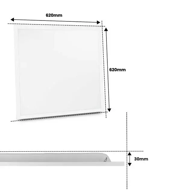 LED Paneel - 62x62 - 4000K Helder wit - 30W - 3900 lm - 130 lm/W - UGR<19 - IP50 - Flikkervrij - Back-lit