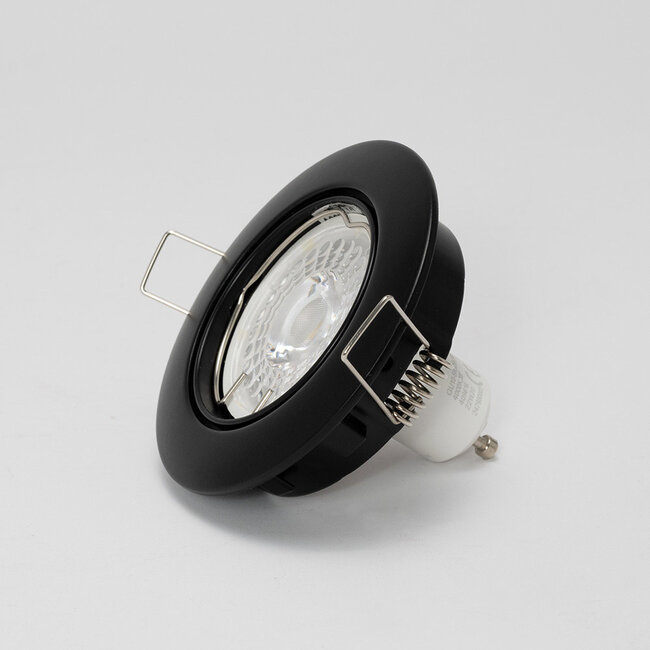 PURPL LED GU10 spot inbouw armatuur - Alu - Ø84mm - Zwart - Kantelbaar IP20 Rond