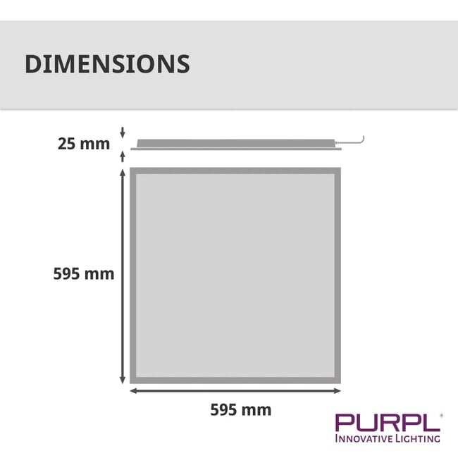 PURPL LED Paneel - 60x60 - 4000K Helder wit - 30W - 4200 lm - 140 lm/W - UGR<22 - IP50 - Flikkervrij - Back-lit