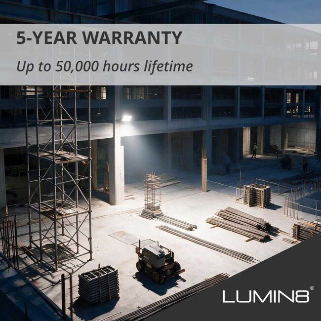 Lumin8 LED Breedstraler - 200W - 21000 lm - 4000K Helder wit - IP65 - IK06 - DOB - Zwart