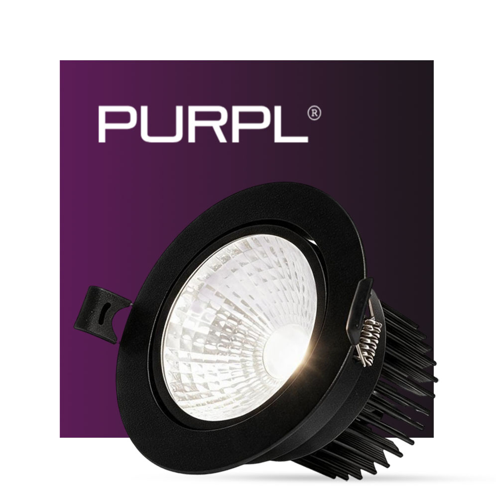PURPL LED inbouwspot - 5W - 4000K Helder wit - Ø85 mm - Dimbaar - IP40 - Kantelbaar - Rond - Zwart