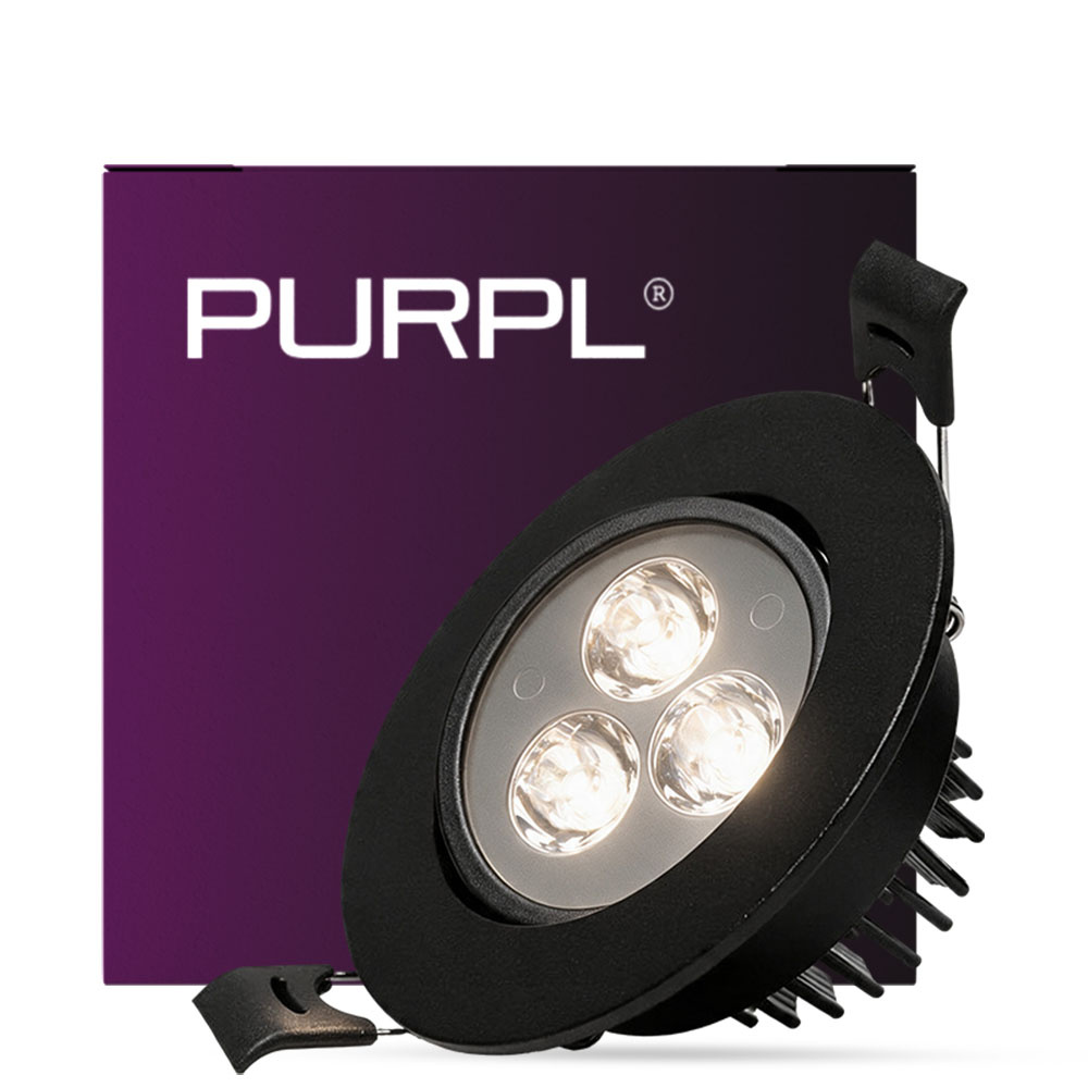 PURPL LED inbouwspot - 3W - 4000K Helder wit - Ø85 mm - Dimbaar - IP40 - Kantelbaar - Rond - Zwart