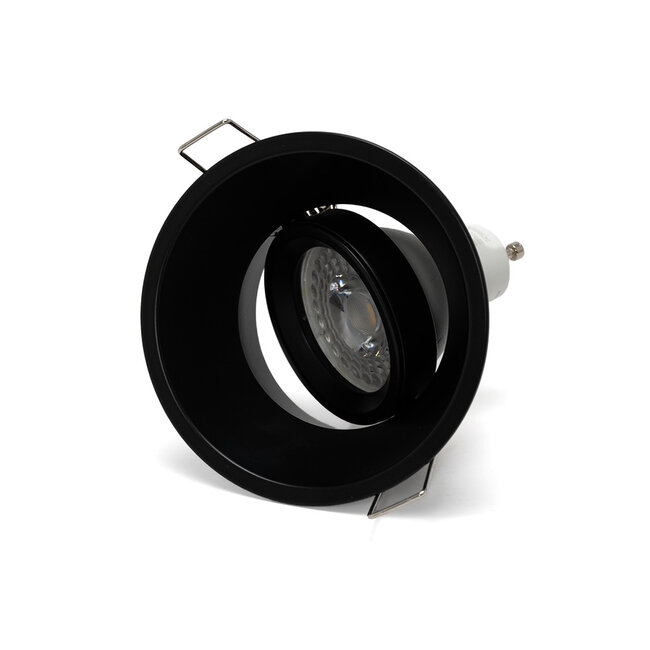 PURPL LED GU10 spot inbouw armatuur - Verdiept - Ø93mm - Zwart - Kantelbaar IP20 Rond
