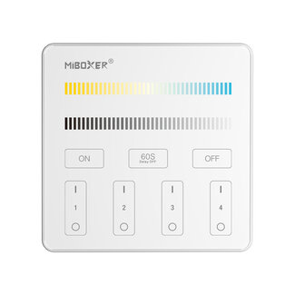 MiBoxer/Mi-Light MiBoxer Wandbediening - B2 - 4-zone - CCT - Draadloos 2,4 GHz - Wit