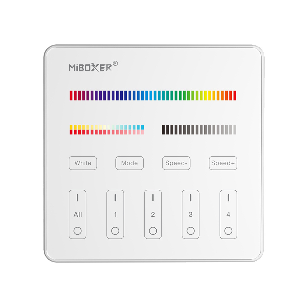 MiBoxer/Mi-Light MiBoxer Wandbediening - B4 - 4-zone - RGB+CCT (2700K-6500K) - Draadloos 2,4 GHz - Wit