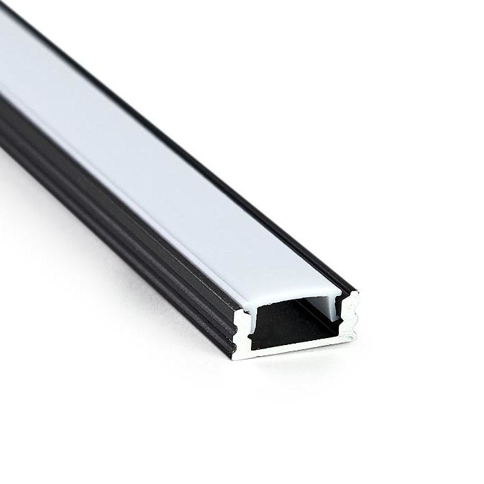 LED-Streifenprofil Schwarz, 1,5m, 17,7 x 7mm