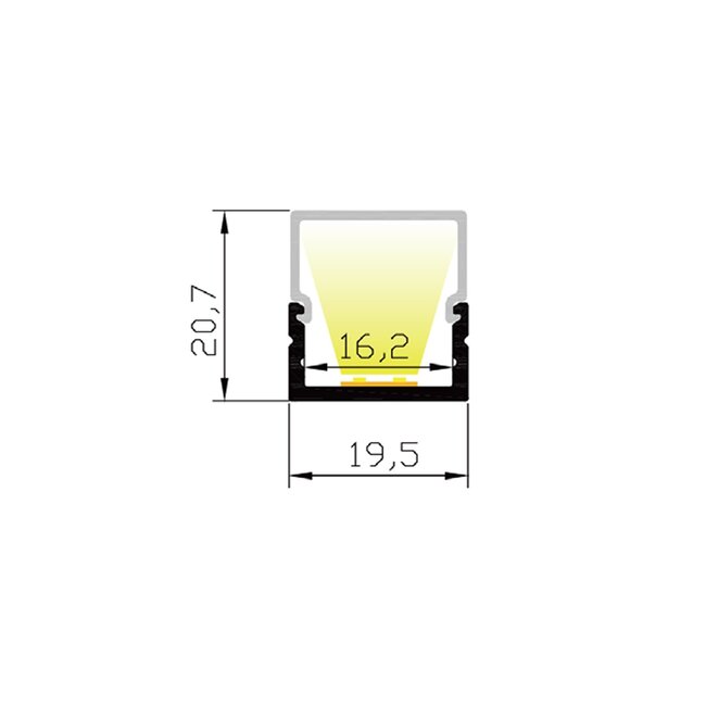 PURPL LED Profil Aluminium 1,5M 20 x 20mm Aufbau