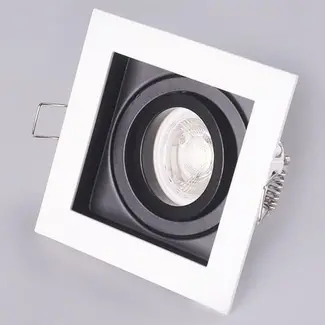 PURPL Einbaurahmen inkl. GU10 Fassung | Außen 100x100mm | Lochmaß Ø90mm | IP20 | Aluminium Schwarz / Weiß