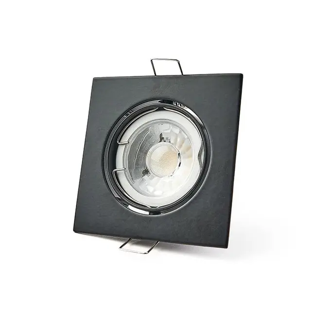 Einbaurahmen inkl. GU10 Fassung | Außen 85x85mm | Lochmaß Ø75mm | IP20 | Aluminium schwarz