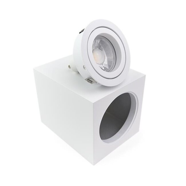 Aufbau-Deckenleuchte GU10 | 90 × 90 × 115 mm | Weiß | Eckig | IP20