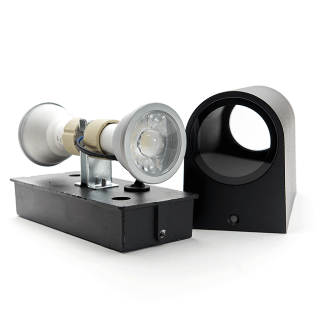 LED Wandleuchte | schwarz | 2-flammig | D-Form | Aluminium | Innen & Außen IP44