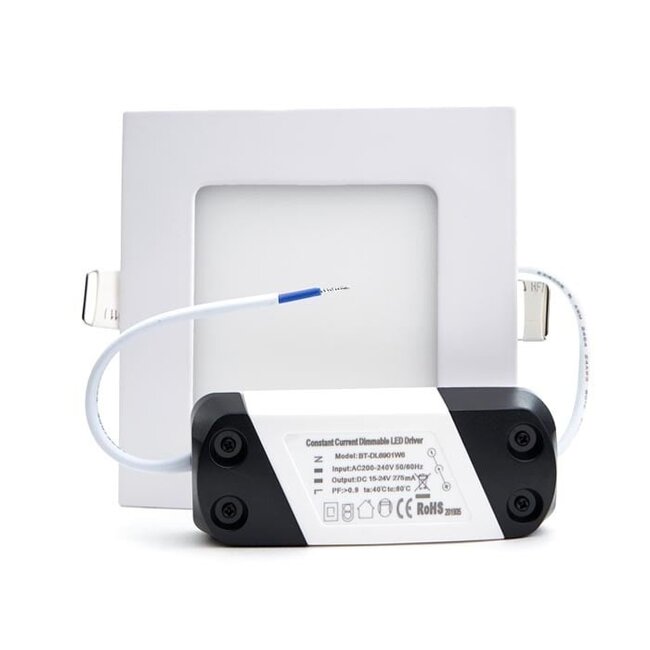 LED Einbaustrahler - 6W - 120x120mm - Neutralweiß 4000K - IP40 - Quadratisch - Weiß