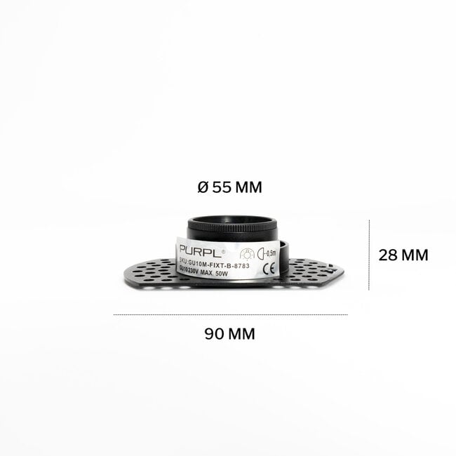 Einbaurahmen inkl. MR11 Fassung | Außen Ø90mm | Lochmaß Ø55mm | IP20 | Aluminium Schwarz