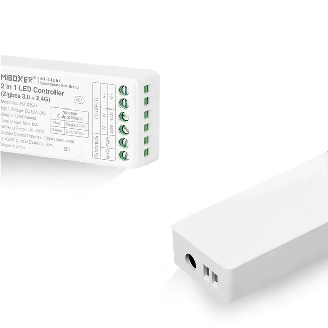 MiBoxer/Mi-Light 2 in 1 LED-Empfänger | Zigbee 3.0 + 2.4GHz | Einfarbig & CCT | FUT035Z+