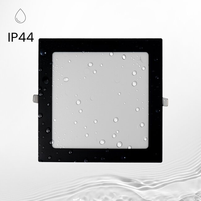LED Einbaustrahler - 18W - 225x225mm - Warmweiß 3000K - IP40 - Quadratisch - Schwarz