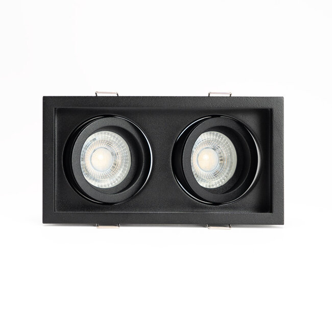 LED Einbaurahmen inkl. GU10-Fassung | Zweifach | Schwarz | Aluminium | Rechteckig | Schwenkbar | IP20