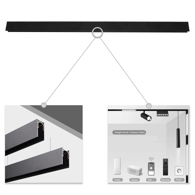 MiBoxer/Mi-Light Magnetische (Aufbau-)Stromschiene | 1,5m | 48V Magentische Schienenbeleuchtung