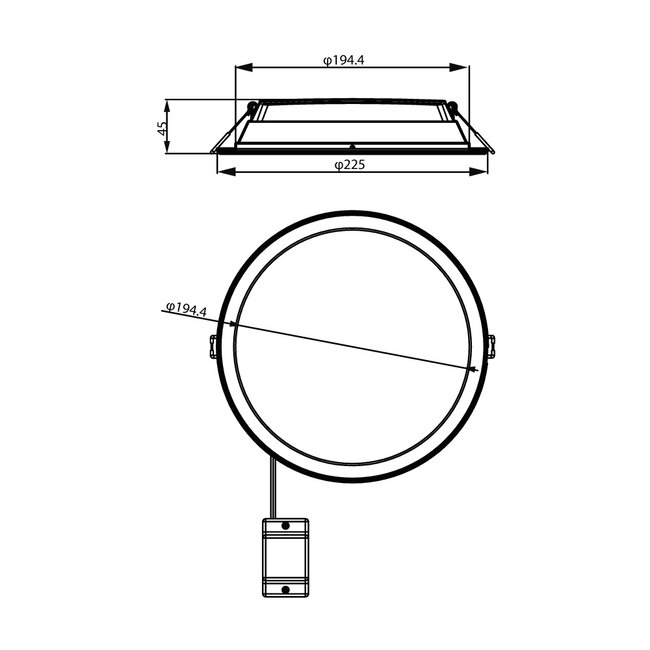 LED Einbaustrahler | 19W | Rund | ø225mm | 4000K Neutralweiß | IP20 | Slim Downlight | Weiß