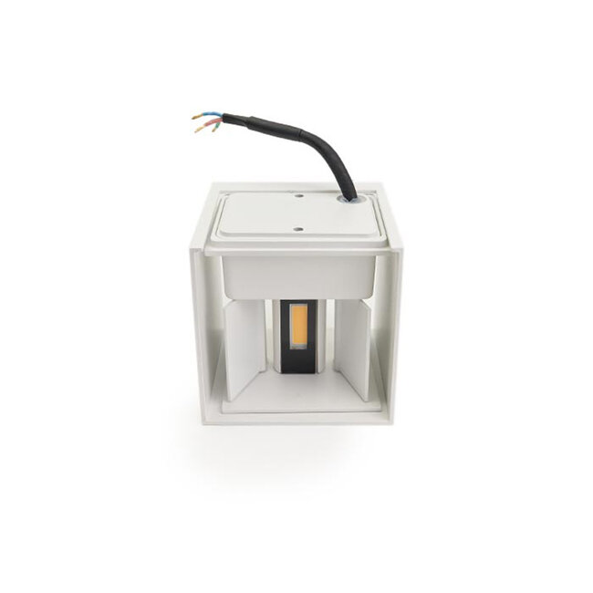 COB Wandleuchte | 2-flammig | 10x10cm | warmweiß 3000K | weiß | eckig | Innen & Außen IP54