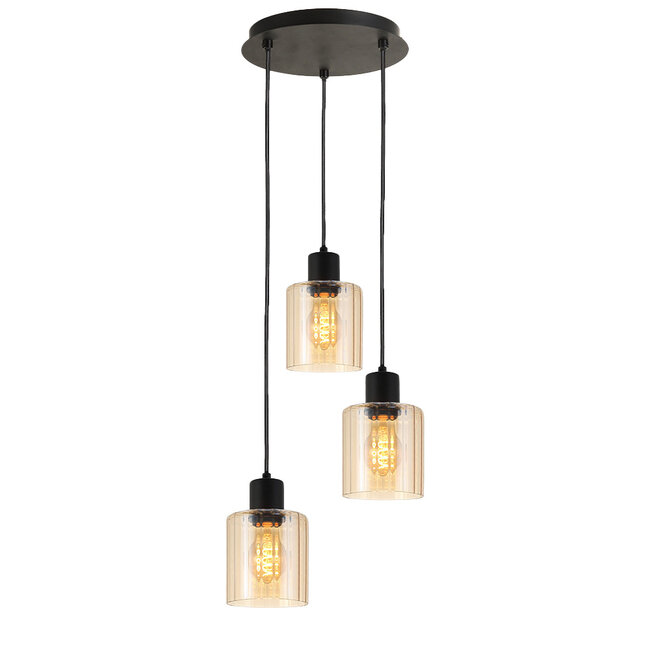 PURPL Pendelleuchte Glas Amber Design | 3-flammig | ø25cm | E27-Fassung