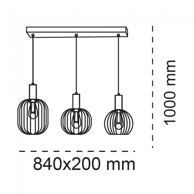 Pendelleuchte Metall Gold Schwarz Design | 3-flammig | 84x20cm | E27-Fassung