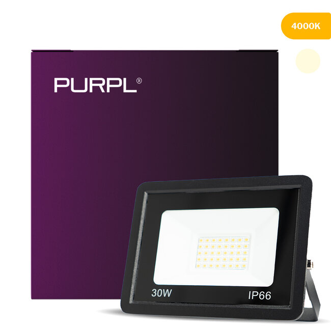 PURPL LED Flutlicht 30W | neutralweiß 4000K | IP66 | IK08 | inkl. Halterbügel | Schwarz