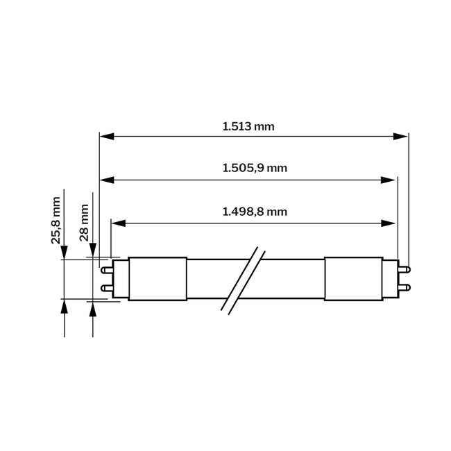 LED T8 Röhre 150cm | 6000K kaltweiß | 20W | 200lm/w / 4200 Lumen