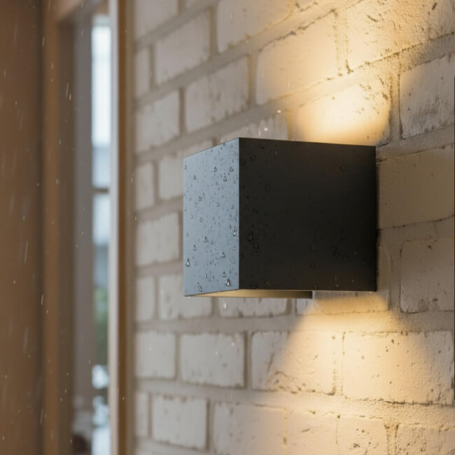 PURPL Eckige Wandleuchte 10x10cm | schwarz | 2x 3W COB LED | warmweiß 3000K | Aluminium