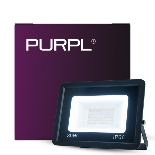 PURPL LED Flutlicht 30W | kaltweiß 6000K | IP65 | IK07 | inkl. Halterbügel | Schwarz