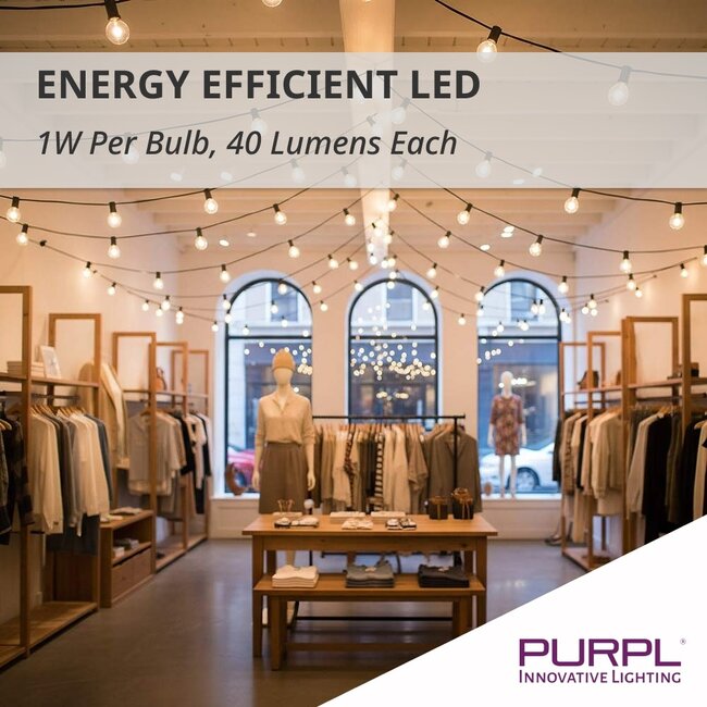 PURPL LED Lichterkette 16,5m | 2700K warmweiß | 24V + EU-Stecker | IP44 - perfekt für Innen & Außen