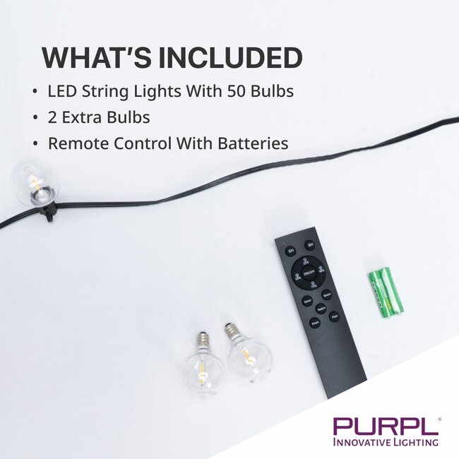 PURPL LED Lichterkette 27m | 2700K warmweiß | 24V + EU-Stecker | IP44 - perfekt für Innen & Außen