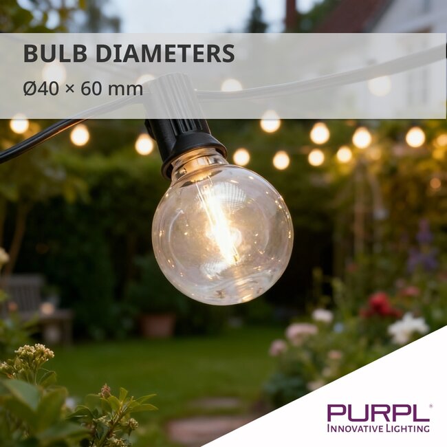 PURPL LED Lichterkette 27m | 2700K warmweiß | 24V + EU-Stecker | IP44 - perfekt für Innen & Außen
