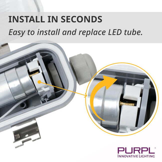 PURPL LED-Feuchtraumleuchte 130cm | 4000K neutralweiß (840) | 15W | IP65 | IK06