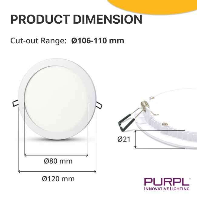 LED Einbaustrahler | 6W | Ø120 mm | 3000K Warmweiß | IP20 | Rund | Weiß