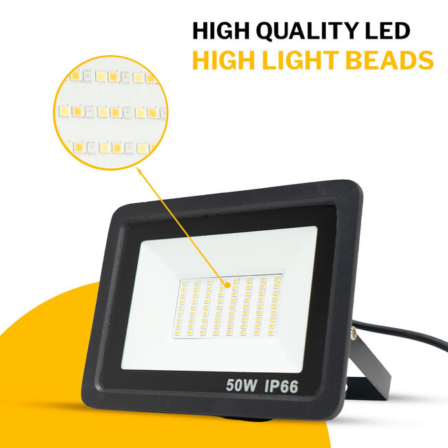 PURPL LED Flutlicht 50W | warmweiß 2700K | 5500 Lumen | IP66 | IK08 | inkl. Halterbügel | schwarz