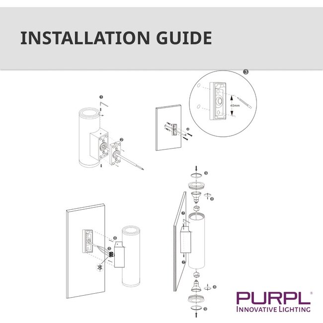 PURPL LED Wandleuchte | schwarz | 2-flammig | Up Side Down | Aluminium | Innen & Außen IP44