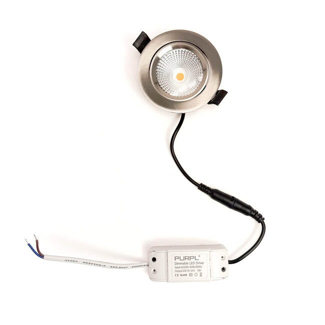 PURPL COB LED Einbauspot | 5W | Ø85mm | Neutralweiß 4000K | Schwenkbar | Dimmbar | Aluminium