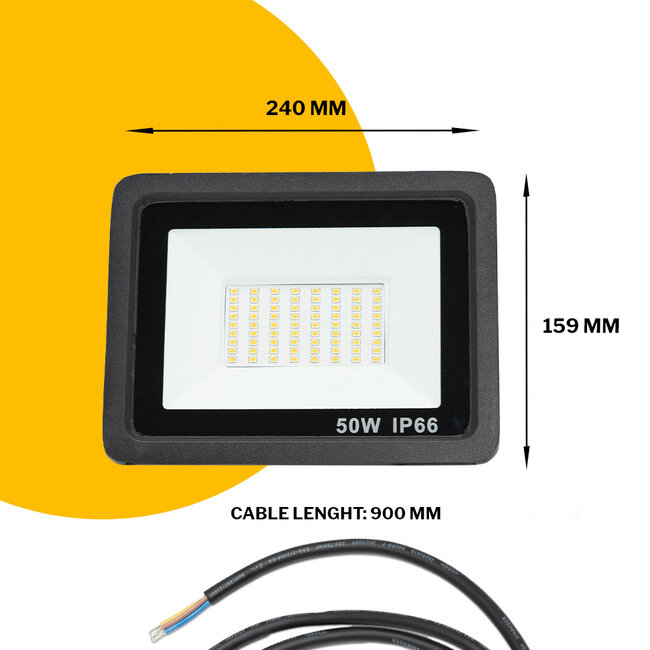 PURPL LED Flutlicht 50W | kaltweiß 6000K | IP66 | IK08 | inkl. Halterbügel | Schwarz