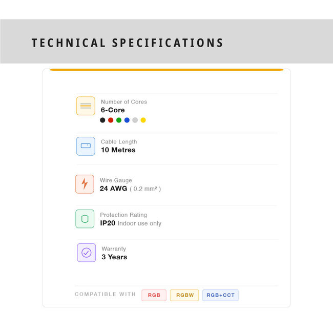 LED Streifen Verlängerungskabel | 3-adrig | für CCT | AWG22 | 3x 0,325 mm² | 10 Meter